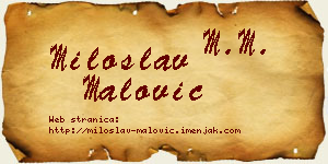 Miloslav Malović vizit kartica